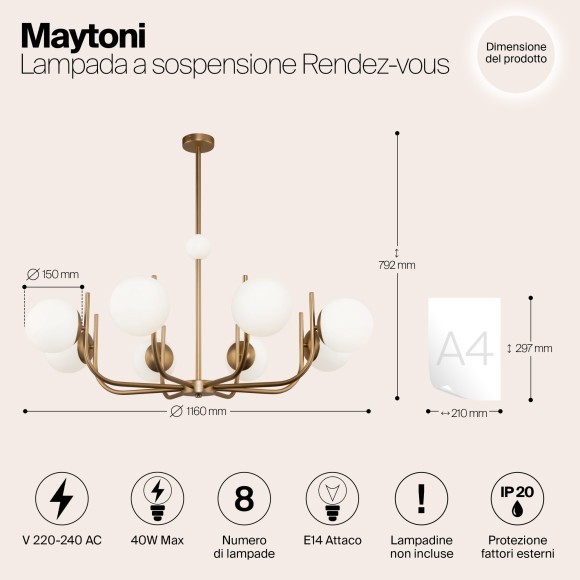 Люстра на штанге Maytoni MOD109PL-08BS Rendez-vous под лампы 8xE14 40W