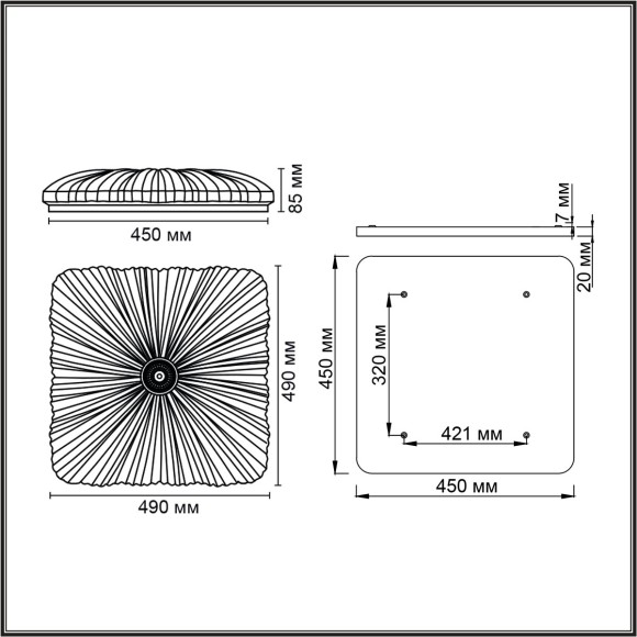 Светильник LED 72Вт 3000-6000K 490х490 IP20 пульт ДУ Sonex FORTUNA 7730/72L