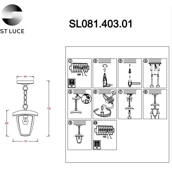 SL081.403.01 Светильник уличный подвесной ST-Luce Черный/Черный, Прозрачный E27 1*40W SIVINO SL081.403.01 Светильник уличный подвесной ST-Luce Черный/Черный, Прозрачный E27 1*40W SIVINO