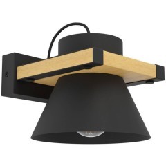 43958 Бра (настенный светильник) MACCLES, 1X15W (E27), H150, сталь, дерево, черный, коричневый 43958 Бра (настенный светильник) MACCLES, 1X15W (E27), H150, сталь, дерево, черный, коричневый