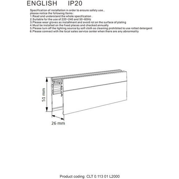 Магнитный накладной шинопровод 2м Space 48V Crystallux CLT 0.113 01 L2000 BL
