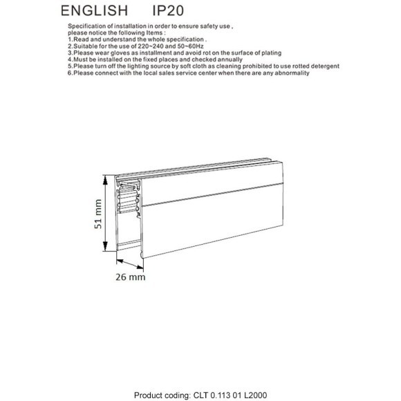 Магнитный накладной шинопровод 2м Space 48V Crystallux CLT 0.113 01 L2000 BL