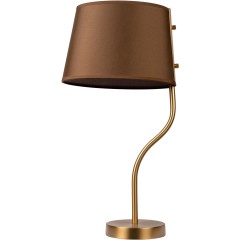 10527T Brass LOFT IT HILTON Настольная лампа E14, 1 × 40 Вт, металлическое основание цвета латуни, коричневый тканевый абажур