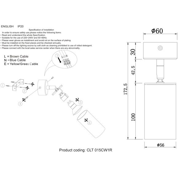 Светильник потолочный Crystal Lux CLT 015CW1R BL-GO Светильник потолочный Crystal Lux CLT 015CW1R BL-GO