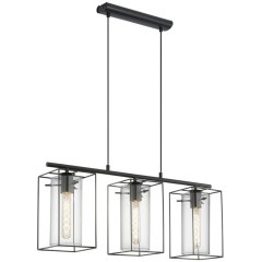 49496 Подвес LONCINO, 3x60W (E27), L745, H1100, сталь, черный/дымчатое стекло