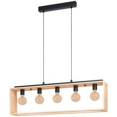 43414 Подвес FAMBOROUGH, 5х40W (E27), L1000, B160, H1100, сталь, дерево, черный, натуральный 43414 Подвес FAMBOROUGH, 5х40W (E27), L1000, B160, H1100, сталь, дерево, черный, натуральный