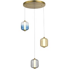 SL1193.303.03 Светильник подвесной ST-Luce Латунь/Янтарный,Дымчатый,Голубой LED 3*11,2W 3000K SUMMER SL1193.303.03 Светильник подвесной ST-Luce Латунь/Янтарный,Дымчатый,Голубой LED 3*11,2W 3000K SUMMER