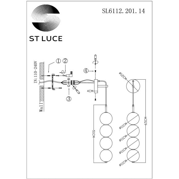 SL6112.201.14 Бра ST-Luce Золотистый/Молочно-белый LED 1*14W ODE