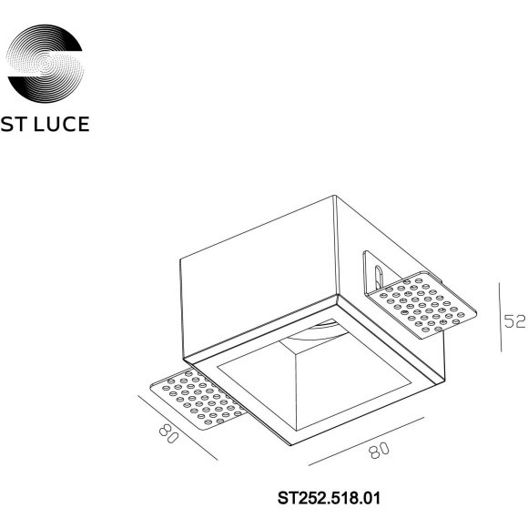 ST252.518.01 Св-к встр. из гипса Белый GU10 1*50W  IP20 L80xW80xH52 180-240V Без ламп Встраиваемые светильники