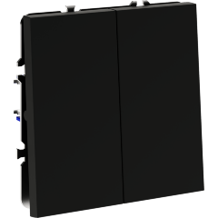 Перекрестный переключатель встраиваемый VOLTUM S70 двухклавишный 10А, (черный матовый)