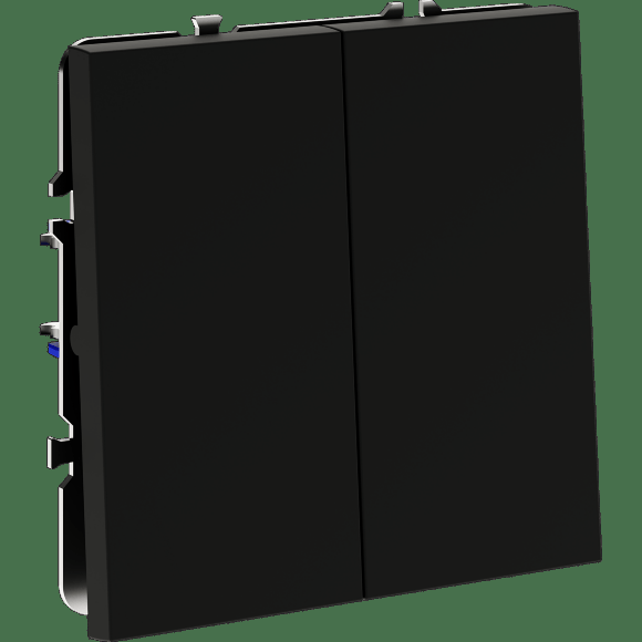 Перекрестный переключатель встраиваемый VOLTUM S70 двухклавишный 10А, (черный матовый)