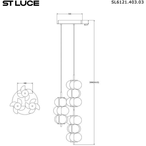 SL6121.403.03 Светильник подвесной ST-Luce Черный/Белый LED 3*7,5W 3000K TALISMAN