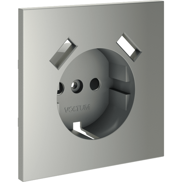 Накладка для розетки с заземлением и защитными шторками, с USB A+A, S70 (сталь)