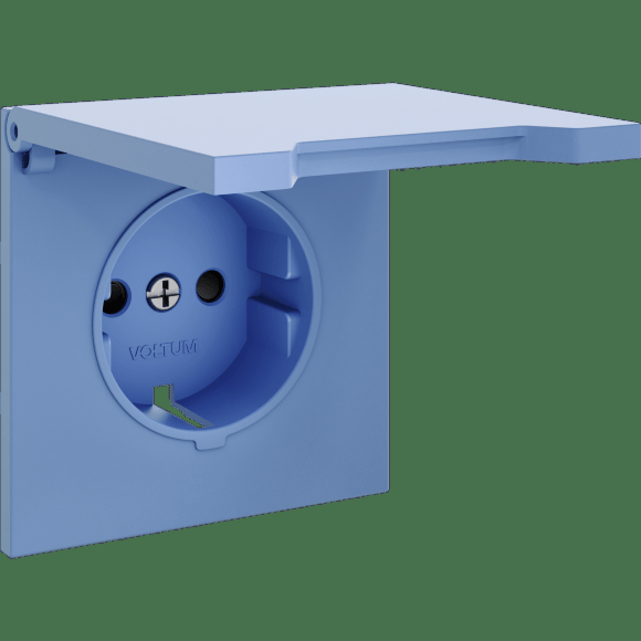 Накладка для розетки с заземлением, защитными шторками и крышкой, S70 (деним)