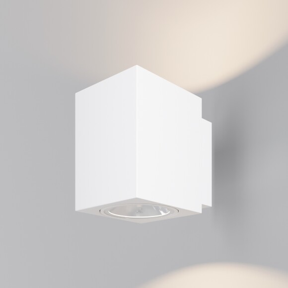 Maytoni Block O507WL-L10W3K Уличный белый настенный светильник, фасадное бра, архитектурный наружный, свет вверх и вниз, COB LED 10Вт 3000K 800Лм CRI80 95° IP65 220В, светодиоды Bridgelux, -40...+50°C