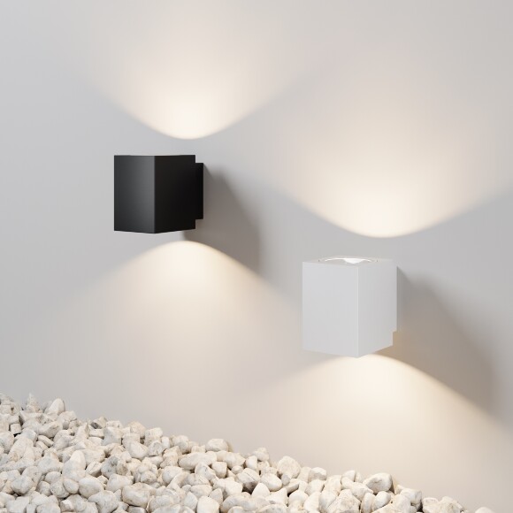 Maytoni Block O507WL-L10W3K Уличный белый настенный светильник, фасадное бра, архитектурный наружный, свет вверх и вниз, COB LED 10Вт 3000K 800Лм CRI80 95° IP65 220В, светодиоды Bridgelux, -40...+50°C
