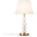 Freya Lucente FR2064TL-01BS Классический настольный светильник, лампа 1xE14 до 40 Вт, металл цвета латунь, белый тканевый абажур диаметром  28 см и стеклянный декор, выключатель на проводе в розетку
