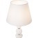 Freya Lucente FR2064TL-01BS Классический настольный светильник, лампа 1xE14 до 40 Вт, металл цвета латунь, белый тканевый абажур диаметром  28 см и стеклянный декор, выключатель на проводе в розетку
