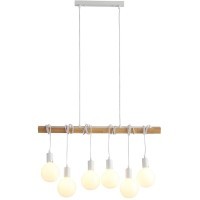 SL1142.503.06 Светильник подвесной Белый, Светлое дерево E27 6*60W BAGETTI