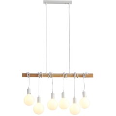 SL1142.503.06 Светильник подвесной Белый, Светлое дерево E27 6*60W BAGETTI SL1142.503.06 Светильник подвесной Белый, Светлое дерево E27 6*60W BAGETTI