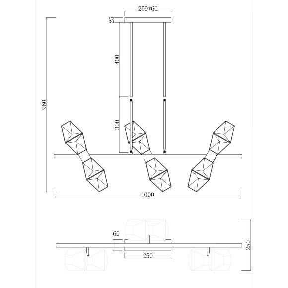 Подвесной светильник линейный Maytoni MOD325PL-06G Coctail time под лампы 6xG9 28W Подвесной светильник линейный Maytoni MOD325PL-06G Coctail time под лампы 6xG9 28W