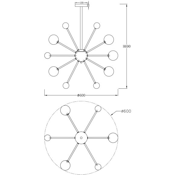 Люстра потолочная Freya FR5200PL-09FG Planets под лампы 9xG9 40W Люстра потолочная Freya FR5200PL-09FG Planets под лампы 9xG9 40W