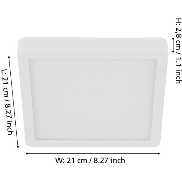 900591 Накладной светильник диммируемый FUEVA 5, 17W (LED), 3000K, L210, B210, H28, сталь, белый / пластик, белый
