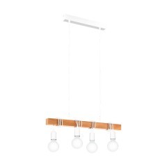 33164 Подвес TOWNSHEND, 4х60W (E27), L700, B105, H1100, сталь, белый/дерево, коричневый 33164 Подвес TOWNSHEND, 4х60W (E27), L700, B105, H1100, сталь, белый/дерево, коричневый