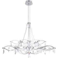 10590/1000 Silver Asfour Loft It MIRA Подвесной светильник, LED 24 Вт, 3000 К, 2880 Лм, серебряное металлическое основание, прозрачные хрустальные элементы