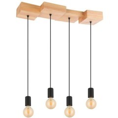 43799 Подвесной потолочный светильник (люстра) HALKIN, 4Х40W, E27, L720, B250, H1100, дерево, сталь, коричневый, черный 43799 Подвесной потолочный светильник (люстра) HALKIN, 4Х40W, E27, L720, B250, H1100, дерево, сталь, коричневый, черный