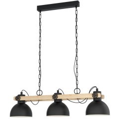 43992 Подвес LUBENHAM, 3х28W(E27), L900, B200, H1100, сталь, дерево, черный, коричневый