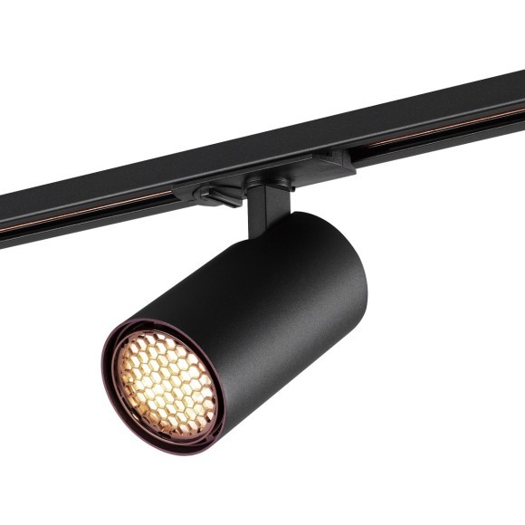 Novotech SELENE 359917 Современный трековый поворотный LED-светильник-спот направленного света для однофазной двухжильной системы BASE, 20Вт, 1264Лм, 3000К, угол 36°, CRI90, UGR19, 220В, IP20, черный алюминий, длина 137,5 мм, ширина 65 мм, высота 99 мм
