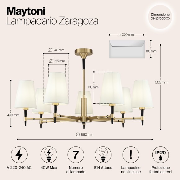 Люстра потолочная Maytoni H001CL-07BS Zaragoza под лампы 7xE14 40W