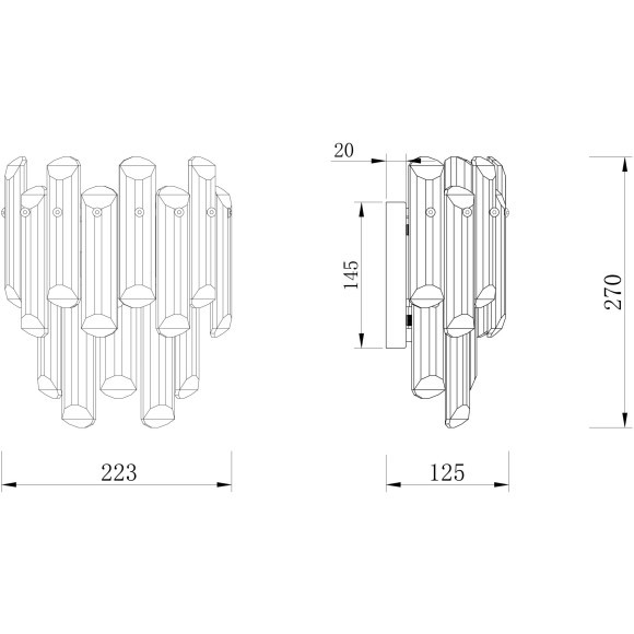 DIA200WL-02G Хрустальный настенный светильник (бра) основание матовое золото, лампы 2шт Е14, без выключателя, Maytoni Flare DIA200WL-02G Хрустальный настенный светильник (бра) основание матовое золото, лампы 2шт Е14, без выключателя, Maytoni Flare