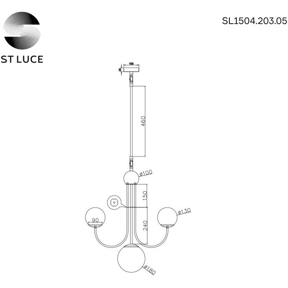 SL1504.203.05 Люстра подвесная ST-Luce Французское золото/Белый E27 5*60W AVELLINO SL1504.203.05 Люстра подвесная ST-Luce Французское золото/Белый E27 5*60W AVELLINO