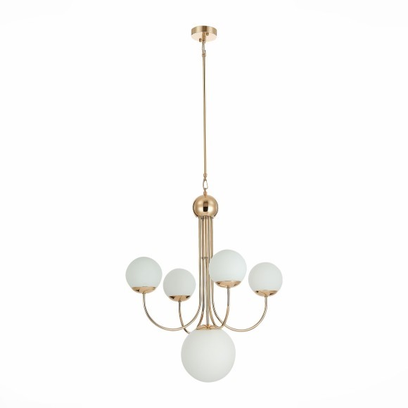 SL1504.203.05 Люстра подвесная ST-Luce Французское золото/Белый E27 5*60W AVELLINO SL1504.203.05 Люстра подвесная ST-Luce Французское золото/Белый E27 5*60W AVELLINO