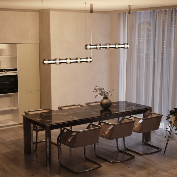 Подвесной светодиодный светильник с оранжевыми стеклянными плафонами LED 45Вт RA80 2500лм 3000К Maytoni Ritmo MOD381PL-L45CH3K