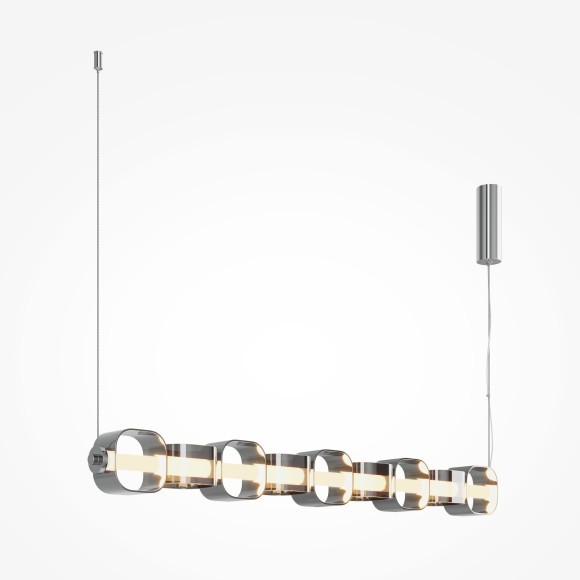 Подвесной светодиодный светильник с оранжевыми стеклянными плафонами LED 45Вт RA80 2500лм 3000К Maytoni Ritmo MOD381PL-L45CH3K