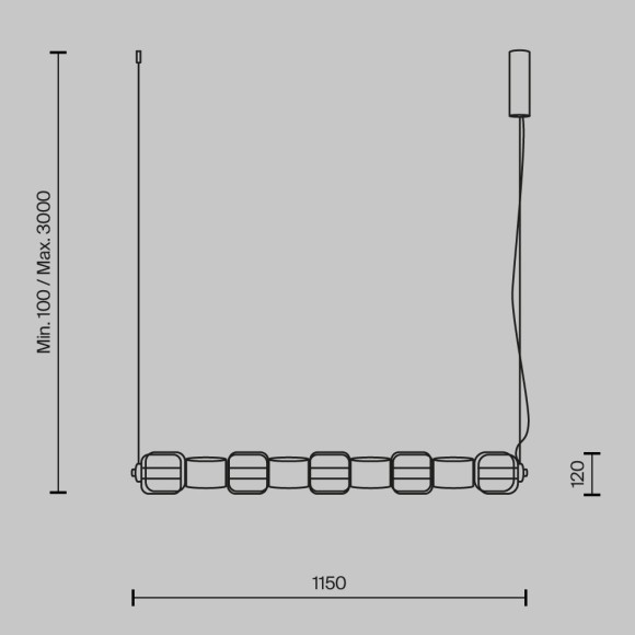Подвесной светодиодный светильник с оранжевыми стеклянными плафонами LED 45Вт RA80 2500лм 3000К Maytoni Ritmo MOD381PL-L45CH3K