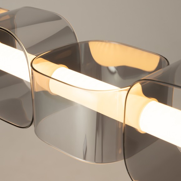 Подвесной светодиодный светильник с оранжевыми стеклянными плафонами LED 45Вт RA80 2500лм 3000К Maytoni Ritmo MOD381PL-L45CH3K