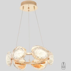 FELICIDAD SP48W LED 0590/306 Crystal Lux FELICIDAD золотая люстра с прозрачными акриловыми плафонами, LED 48 Вт, 3000–6000 К, пульт ДУ, 3300 Лм, CRI >98, IP20, 220 В