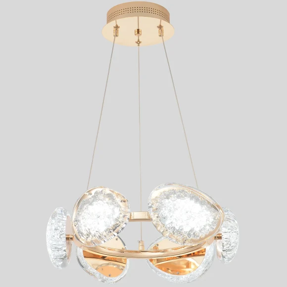 FELICIDAD SP48W LED 0590/306 Crystal Lux FELICIDAD золотая люстра с прозрачными акриловыми плафонами, LED 48 Вт, 3000–6000 К, пульт ДУ, 3300 Лм, CRI >98, IP20, 220 В