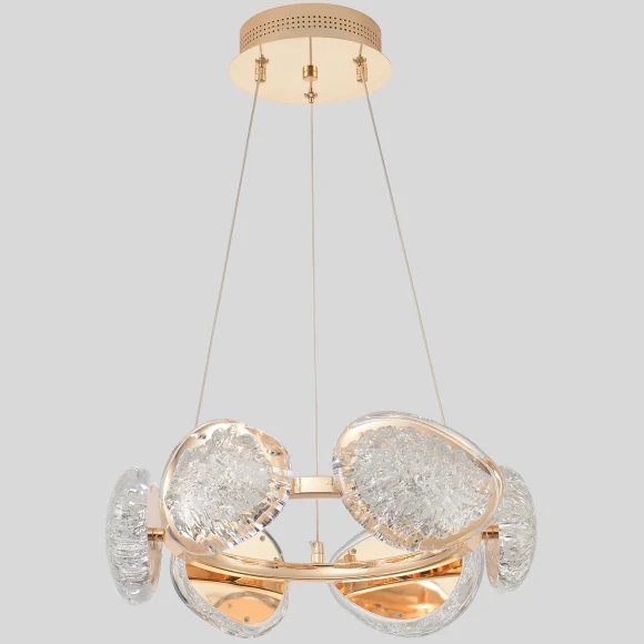 FELICIDAD SP48W LED 0590/306 Crystal Lux FELICIDAD золотая люстра с прозрачными акриловыми плафонами, LED 48 Вт, 3000–6000 К, пульт ДУ, 3300 Лм, CRI >98, IP20, 220 В