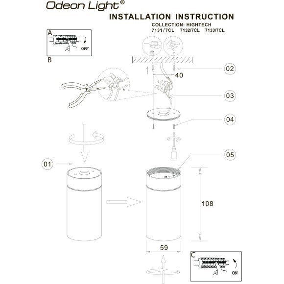 Потолочный светильник IP20 LED 7W 75Лм 3000K 36° 220-240V TURNO 7132/7CL 