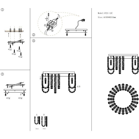 Люстра потолочная хрустально-золотая под лампы G9 Favourite 4721-12C