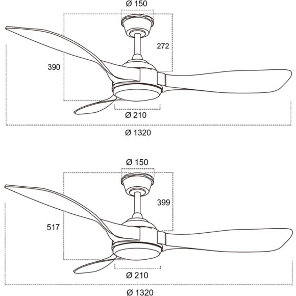 7701/24L VIVA LED SN24 Люстра-вентилятор черный LED 24Вт 3000-6000K D1220 пульт ДУ STORM
