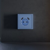 Накладка для розетки с заземлением и защитными шторками, с USB A+A, S70 (деним)