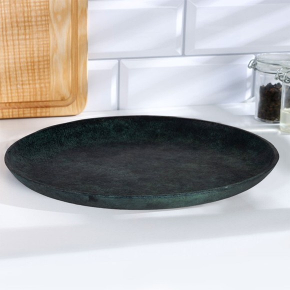 427155 MALIMONO Декоративная тарелка настенная, алюминий, зеленая патина, D340, H35 427155 MALIMONO Декоративная тарелка настенная, алюминий, зеленая патина, D340, H35