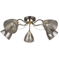 Потолочная люстра с 5 стеклянными плафонами под лампы цоколя Е27 Arte Lamp LILY A4366PL-5BK