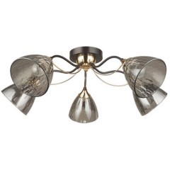 Потолочная люстра с 5 стеклянными плафонами под лампы цоколя Е27 Arte Lamp LILY A4366PL-5BK Потолочная люстра с 5 стеклянными плафонами под лампы цоколя Е27 Arte Lamp LILY A4366PL-5BK